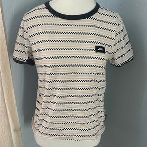 Vans Striped Tee in Black and Cream